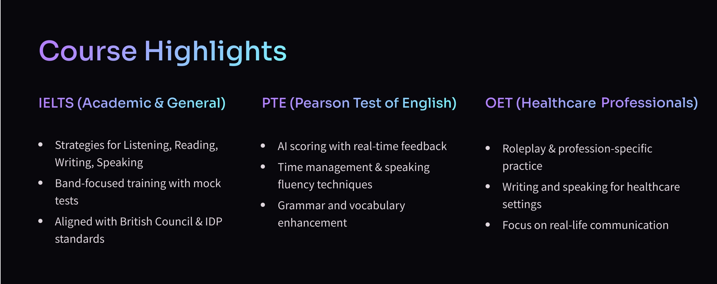 IELTS course benefits and topics